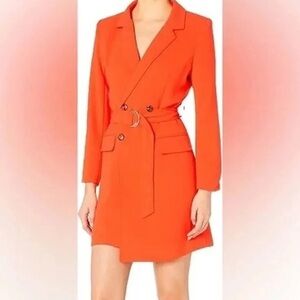 Kendall & Kylie Vibrant Orange Belted Dress